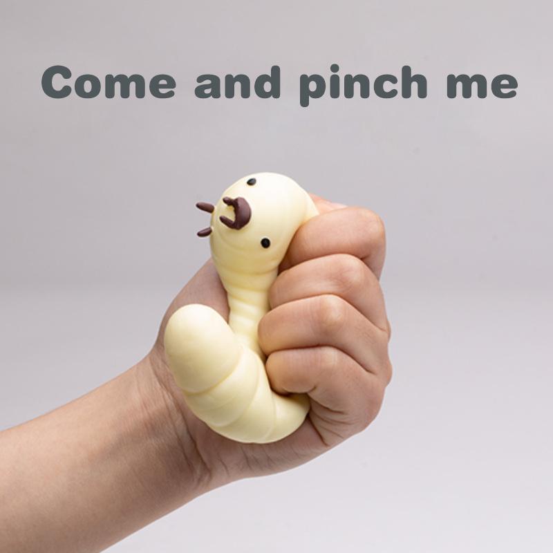 Simulation Soybean Mealworms Stress Relief Toy Slow Rebound Soft Mochi Toys Creative Funny Squishy Toy Sensory Fidget Toys Gifts