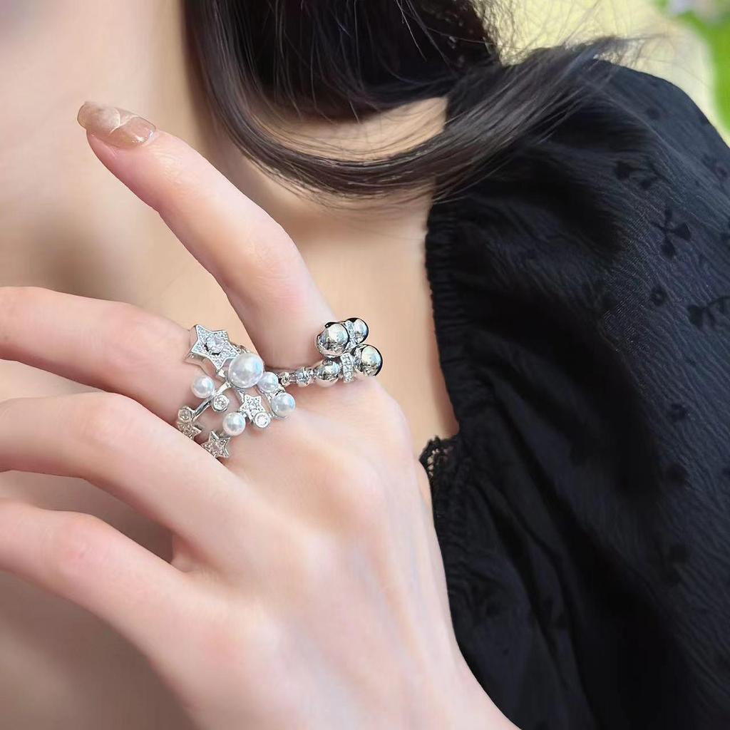 Elegant Zircon-Studded Open Ring for Women – Light Luxury Socialite Style, Perfect for Index Finger