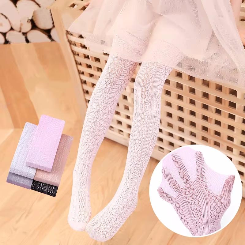 Summer Kids Tights For Girls Mesh Thin Baby Girl Pantyhose Fashion Tights Cotton Solid Soft Princess Sweet Leggings 3-13Years