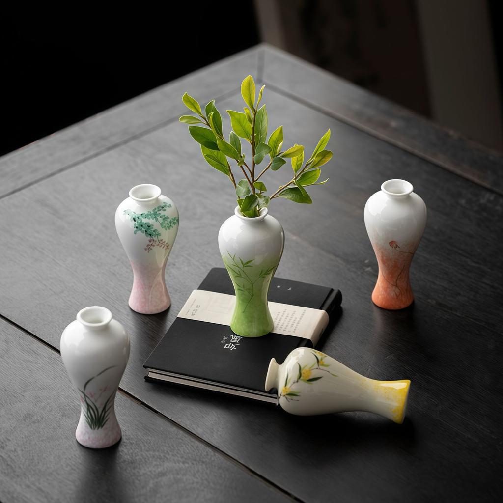 Hand Painted Ceramic Mini Vase Tea Table Decor Hydroponic Flower Vase Tea Ceremony Ornament