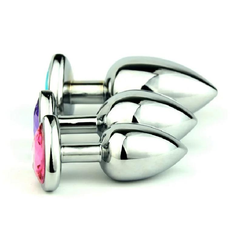 3 Size Anal Plug Heart Stainless Steel Crystal Anal Plug Removable Butt Plug Stimulator Anal Sex Toys Prostate Massager Dildo