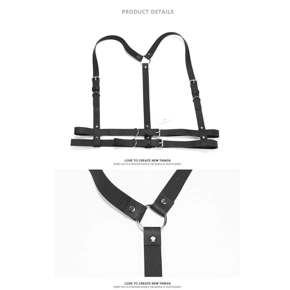 Sexy Harness Belt Leather Lingerie Body Harness Bondage Cage Chest Belt Suspender Goth Fetish Rave Outfit Women Accessorie