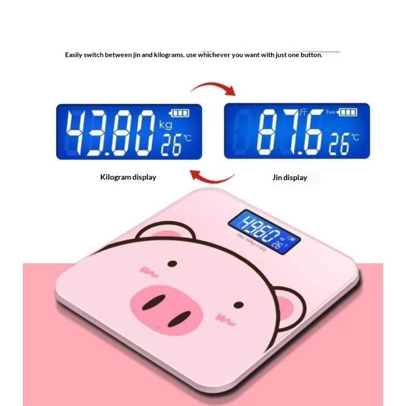 Cartoon Cute Pig Digital Weight Scale High Precision Reading For Home Bathroom Weight Tracking Automatic Weighing Scale