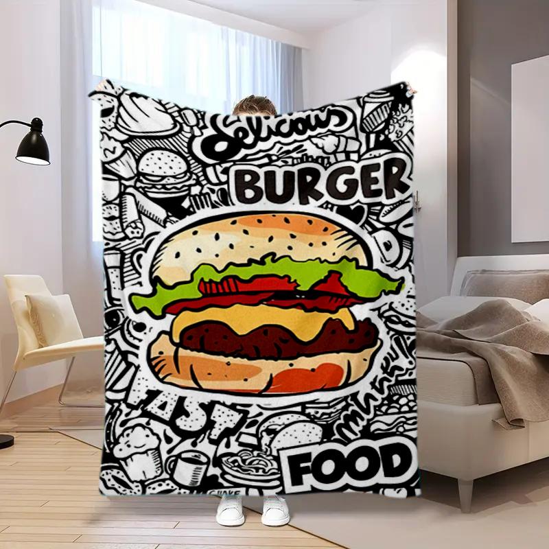 1PC Food Elements printed blanket, all season lightweight home office outdoor nap multifunctional blanket A3