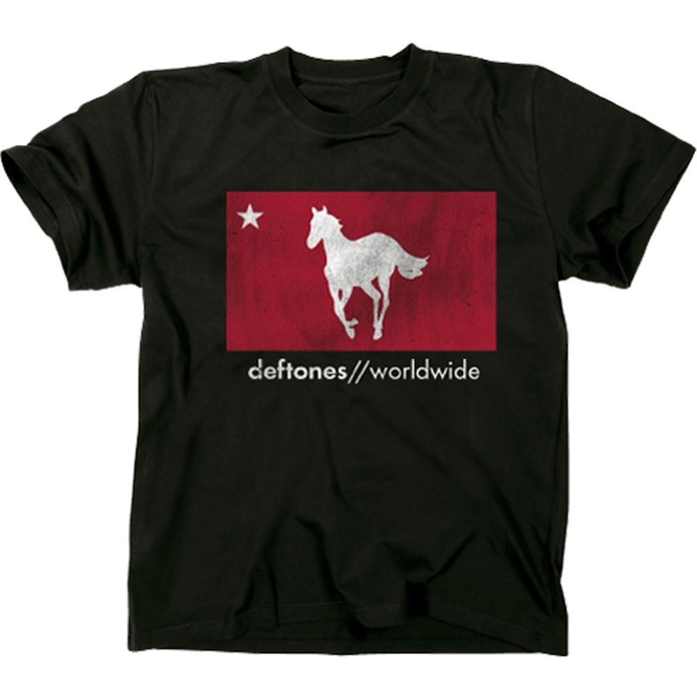 

Men s Deftones Distressed White Pony Express Slim Fit T-shirt Black 4XL