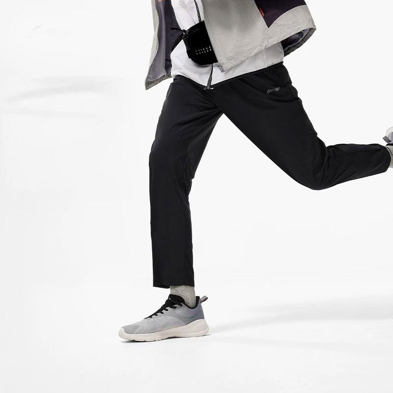 Li Ning Running Series Solid Color Straight Leg Reflective Quick Dry Cool Knitted Sports Pants Men Bottoms Black AYKU377-1