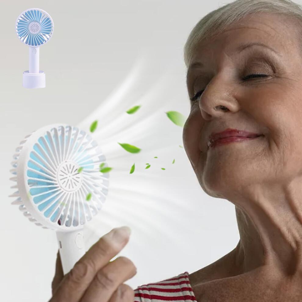 YOBOLK Mini Handheld Fan, USB Rechargeable, 3 Speeds, Portable & Lightweight, Cute Desk Fan, Compatible with Travel Use