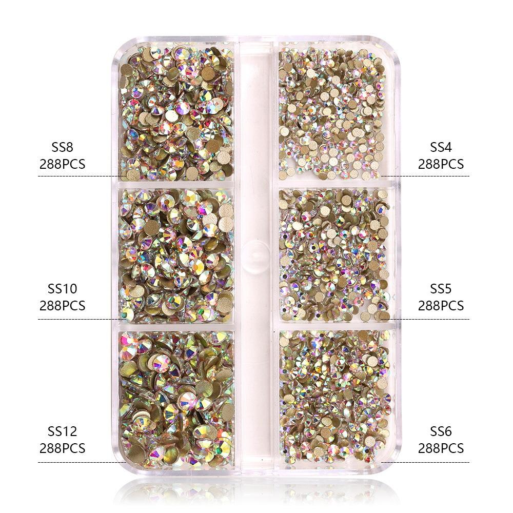 Ss4-Ss12 Boxed Nail Art, Flat Bottom Rhinestone Diy Nail Art Diamond Nail Decorative Accessories 1728 Pcs
