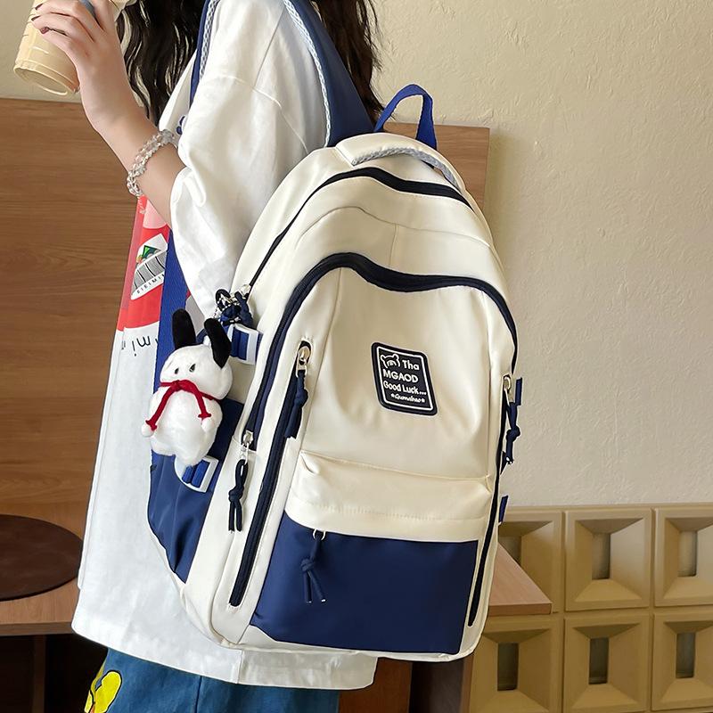 Student Schoolbag 2025 New Contrasting Color High-end Backpack Women's Large-capacity Casual Backpack