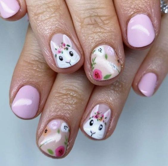 24 Pieces Wearable Nail Patch Nail Art Wearable Nail Easter Rabbit Fake Nail Extension Removable Nail *3pcs