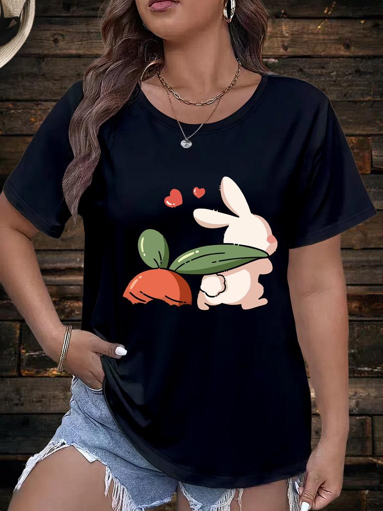 Fashionable Ladies round Neck Short Sleeve Pattern Print T-Shirt Stylish Casual Top for Women