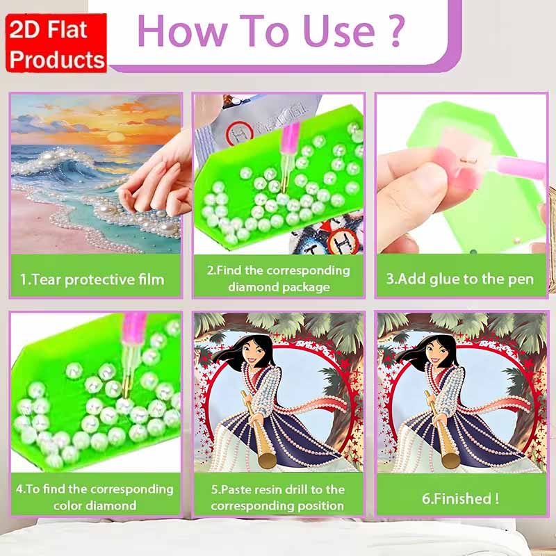 Disney Pearl Painting Mulan DIY Pearl Art Painting Pearl Gem Painting Pictures Crafts Special Shape Home Wall Decoration