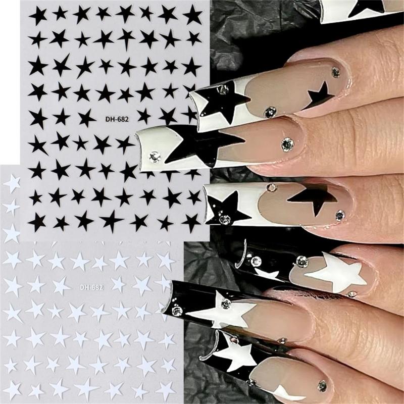 Star Nail Art Stickers French Nail Decals 3D Adhesive Star Designs Nail Decals Star Nail Art Decorations for Women Girls