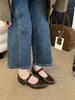 Retro Comfort Ballet Shoes Female Casual Daily Low Heel Loafers Luxury Buckle Strap Ladies Flats Mary Janes Shoes Party Pumps