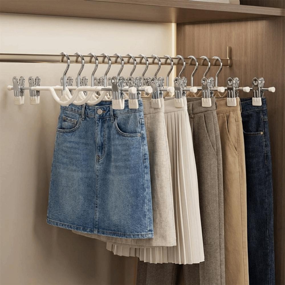 10PCS PVC Dipped Pants Hangers Stainless Steel Pants Clip Clothes Drying Rack  Underwear