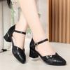 5cm Close Head Breathble Mesh Soft Leather Shoes Platform Sandals 2025 Spring Summer Women's Med Block Heels Sandals Office Mom