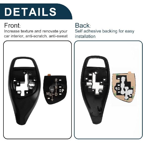 Gear Shift Knob Button Cover for BMW 1'F20 F21/2'F22/3'F30 F31 Sport Version Waterproof Center Console Knob Trim Sticker Black Adhesive Backing 1 Set