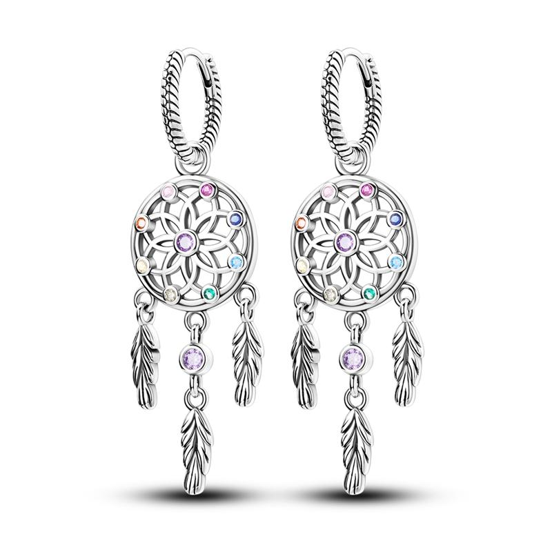 2025 New 925 Sterling copper Hoop Earrings Flowers Zircon Drop Earrings Stud For Woman Fine Birthday Wedding Party Zircon Gifts