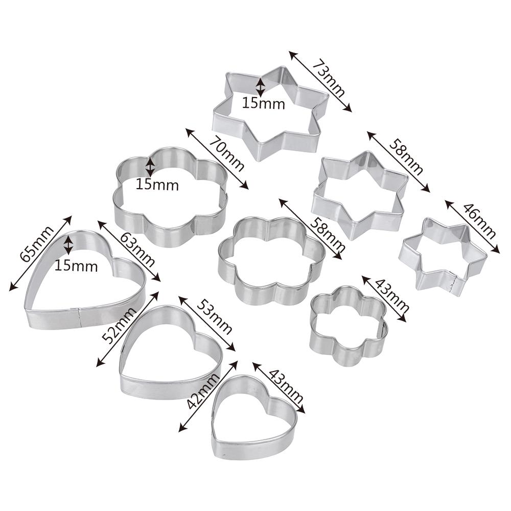 Biscuit DIY Mold 3pcs/set Star Heart Flower Cutter Egg Mould Cookie Cutter Baking Mould Baking Mould HILIFE Stainless Steel