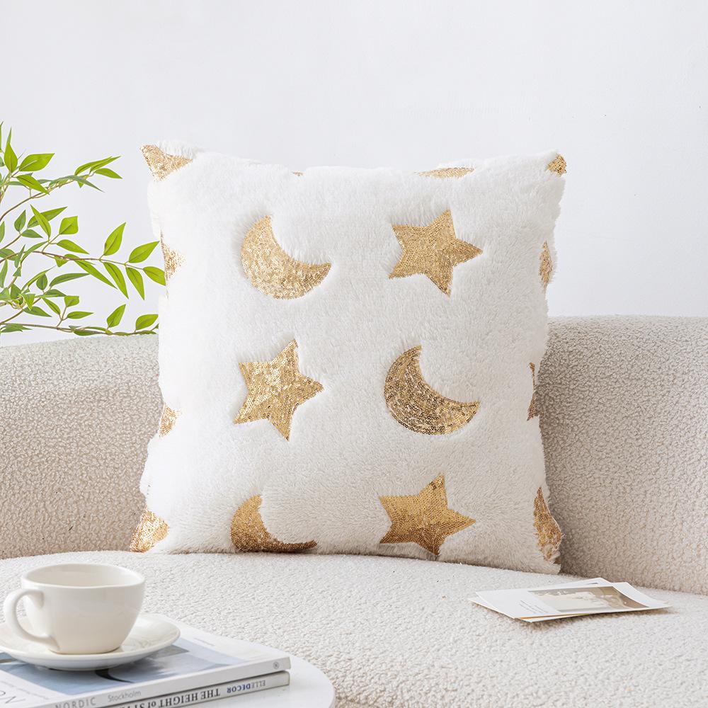 Star Plush Pillowcase Ins Style Soft Plush Living Room Sofa Pillow Cushion Waist Pillow Moon Festival Decoration