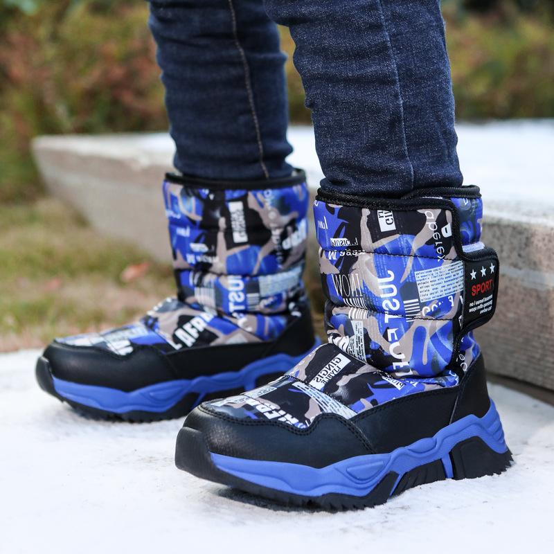 Children's Snow Boots Big Children's Winter Plus Velvet Cotton Shoes High-top Big Cotton Children's Boots