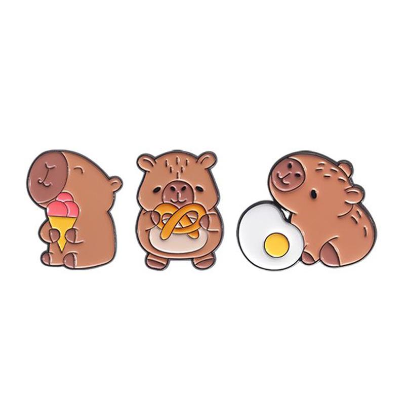 2-9pcs/set Cute Capybara Enamel Pins Creative Cartoon Animal Brooch Lapel Badge Funny Jewelry Accessories Gifts For Kids Friends