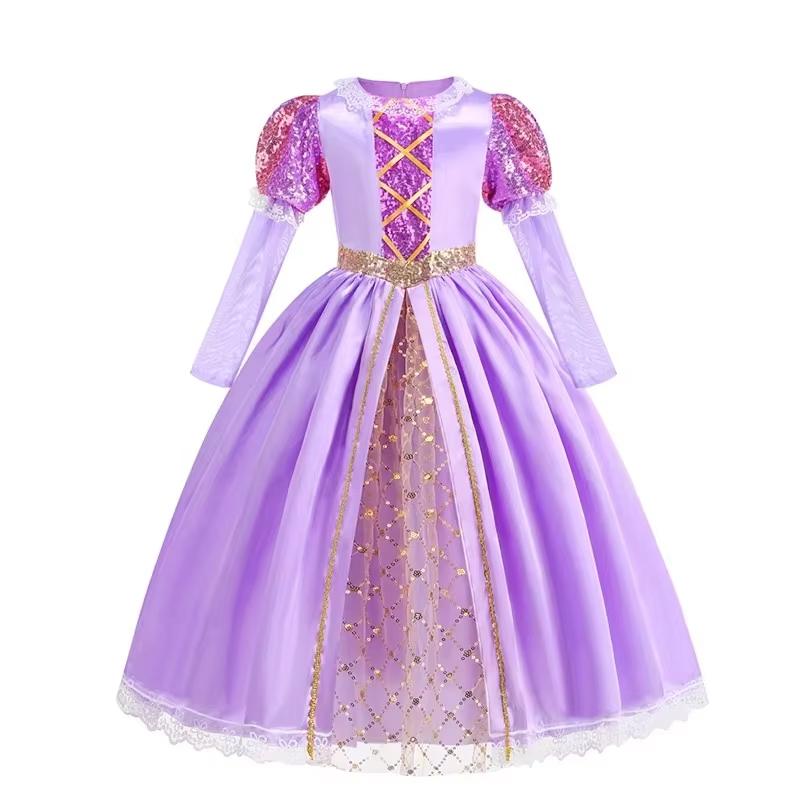 Mädchen Rapunzel Prinzessinnenkleid Mädchen Halloween Cosplay Ballkleid Karneval Party Kostüm Verkleidung Kinder Outfit Kinderkleidung