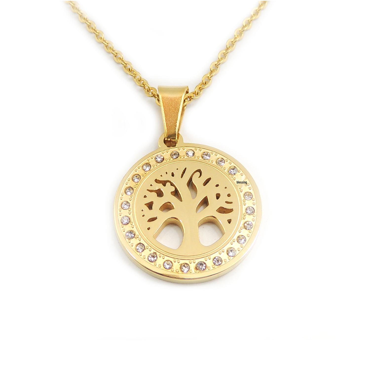 

18K Gold Plated Christmas Tree Necklace with Zircon Pendant золотий