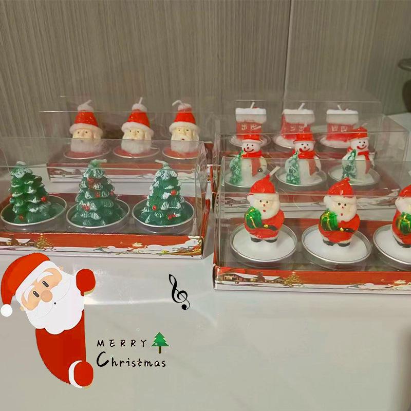 Festive Candle Set: Painted Santa Claus & Snowman for Silent Night Candlelight Dinner Decor