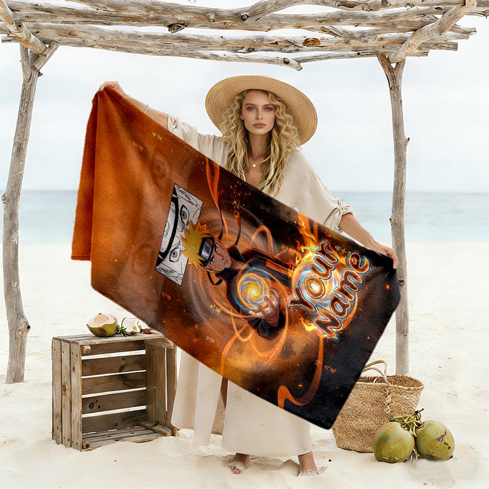 Naruto Character Customize Your Name Beach Towel High Absorbency & Quick-Dry Suitable for Sports Travel Swimming Yoga Bathroom Beach And Pool