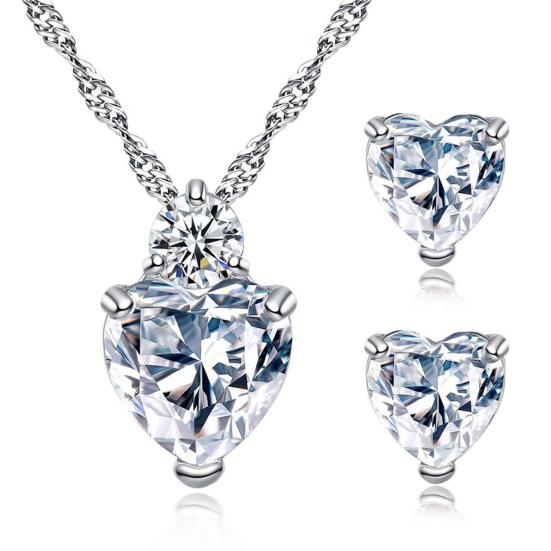 

1 комплект свадебных ожерелий, сережек, сердечек, стразов, милых сверкающих долговечных ювелирных украшений для свадьбы белый