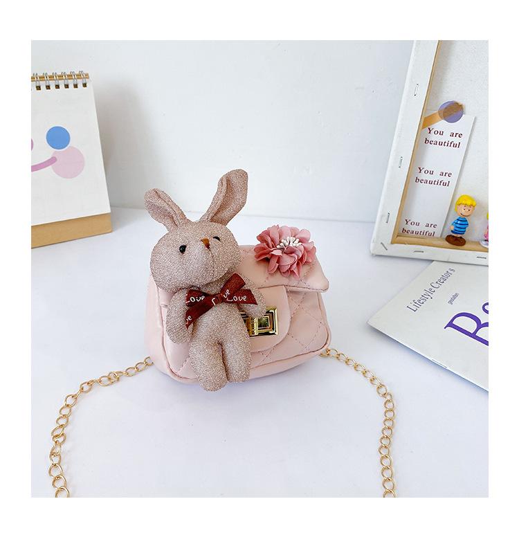 

Little Lingge Chain Rabbit Crossbody Bag Girl Casual Bag For Activities Outdoor рожевий