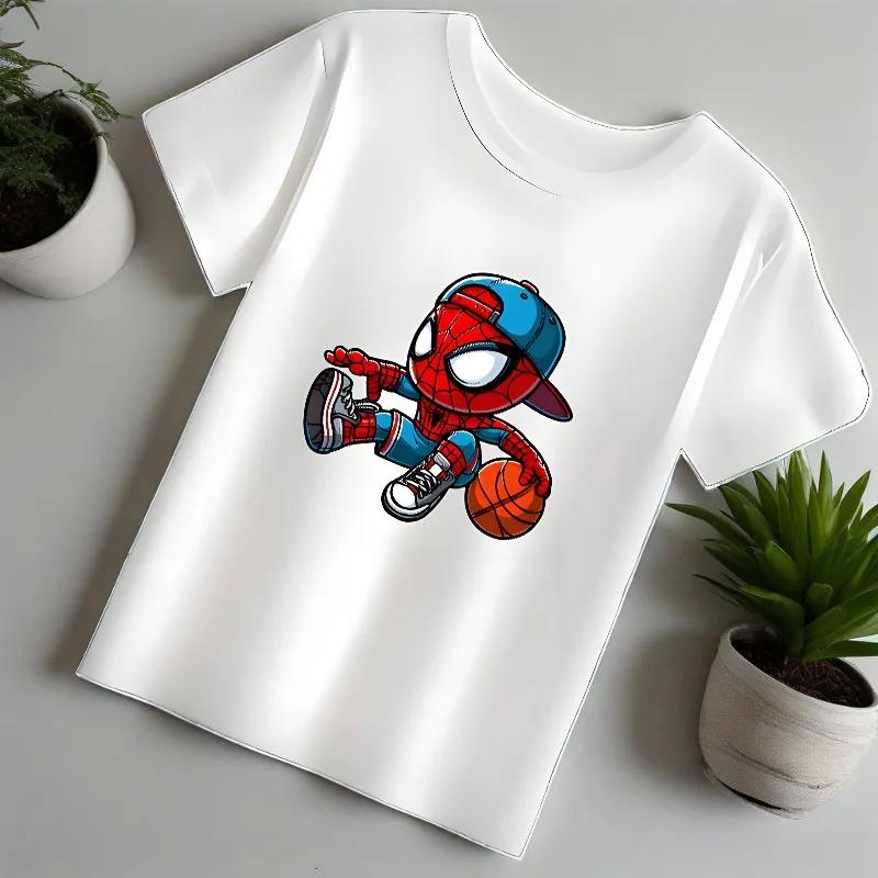 Summer Boys Fashion T Shirt Breathable Children Short Sleeve O Neck Top Anime Spiderman Printed Kids Casual Tees Outdoor Clothes