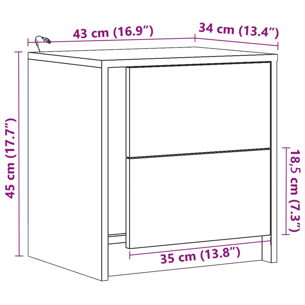 Nightstands with LED Lights 2 pcs White Particleboard