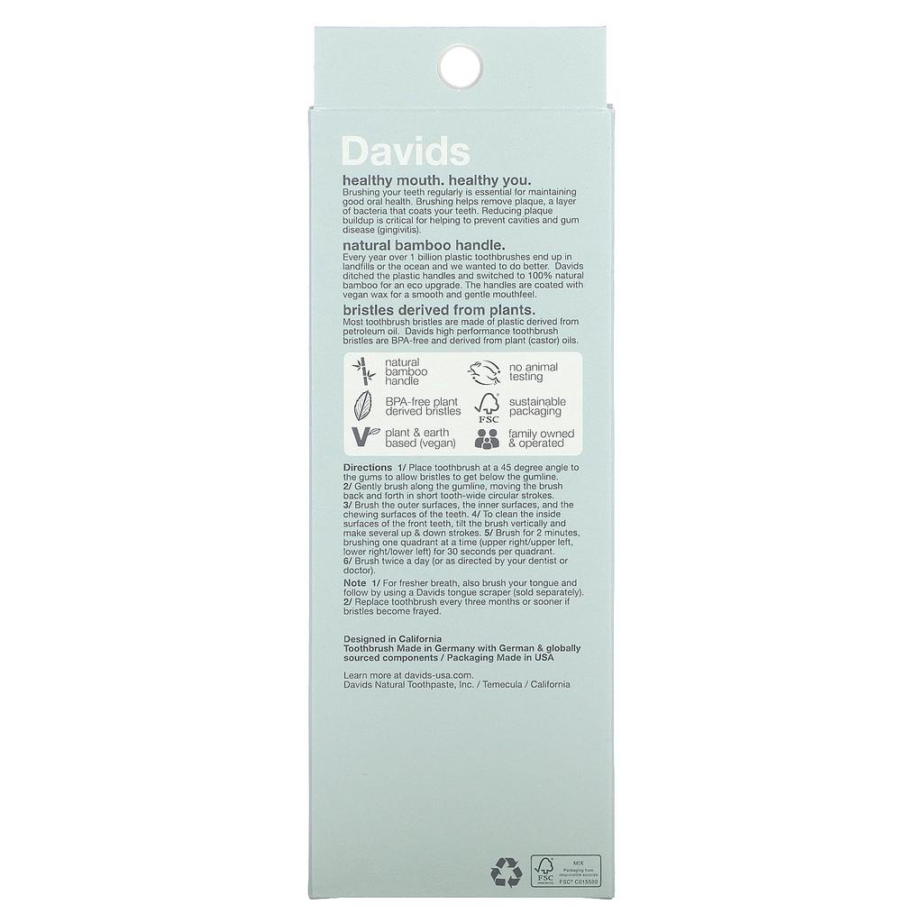 Premium Bamboo Toothbrush, Soft Toothbrush, Adult, 3 Toothbrushes