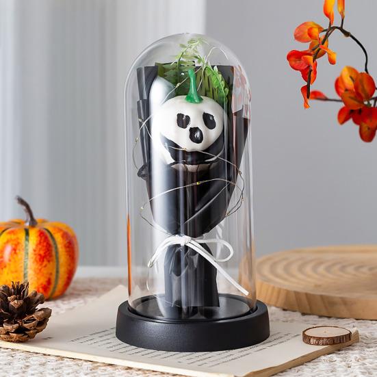 Pumpkin Dome Light LED Clear Cloche Pumpkin Night Light for Halloween Home Kitchen Tabletop Mantel Garden Poolside Decor