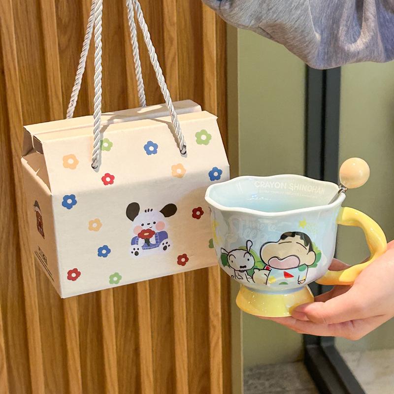 Crayon Xiaoxin Joint Water Cup Girls High Value Mug Couple Ceramic Water Cup Birthday Gift Souvenir