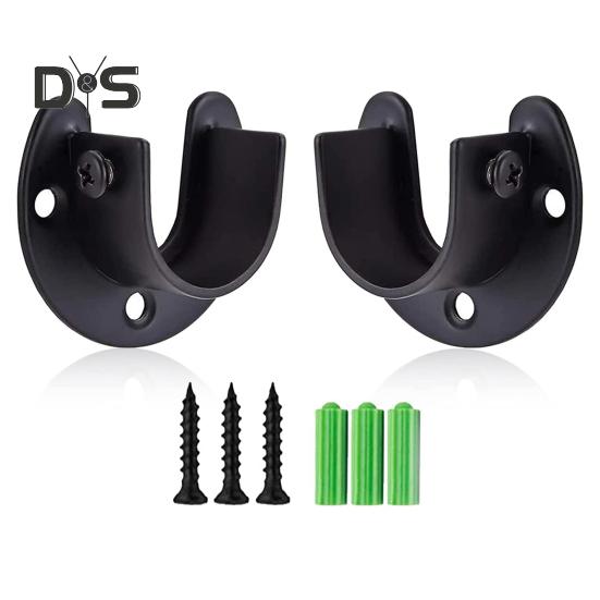 1 Set Closet Rod Bracket with Screws Rustproof Corrosion Resistant Simple Installation Curtain Rod Holder Closet Rod Support Kit