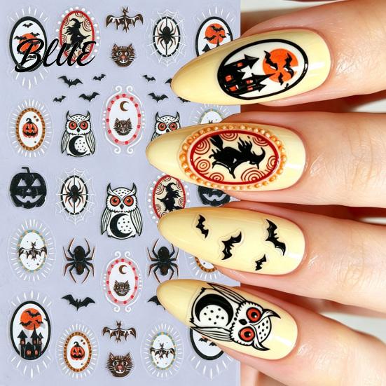 Gothic Nail Stickers Women for Halloween Spooky Ghost Pumpkin Spider Web Bat Long Lasting Decals Thorns Manicure Decal DIY Art Supplies Holiday