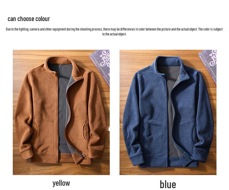 Men's Fleece Jacket: Autumn/Winter Warm Casual Stand-Up Collar Coat for Middle-Aged and Young