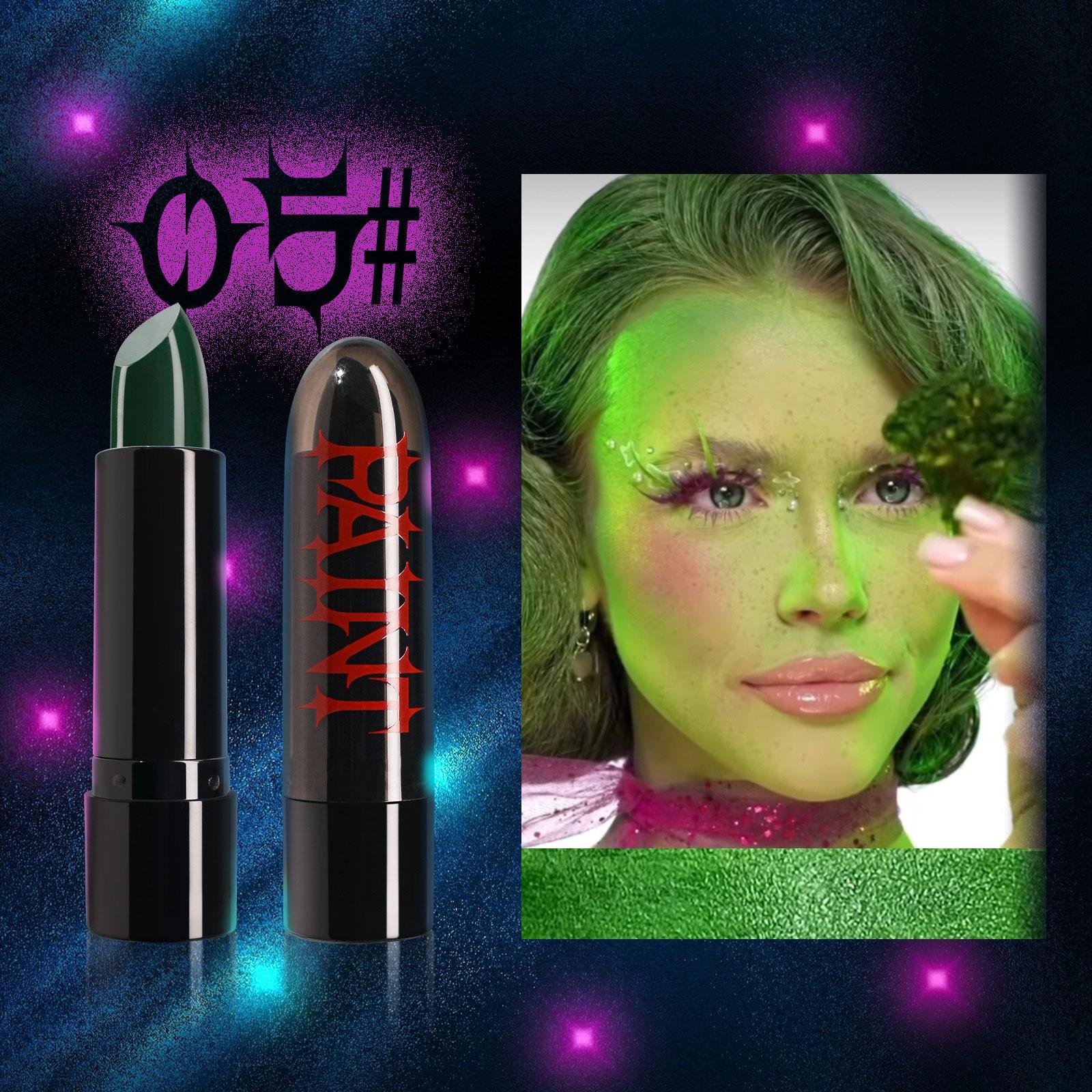 

Крем для лица для вечеринки на Хэллоуин в европейском и американском стиле в темном стиле. Помада для губ. One Size зелёный