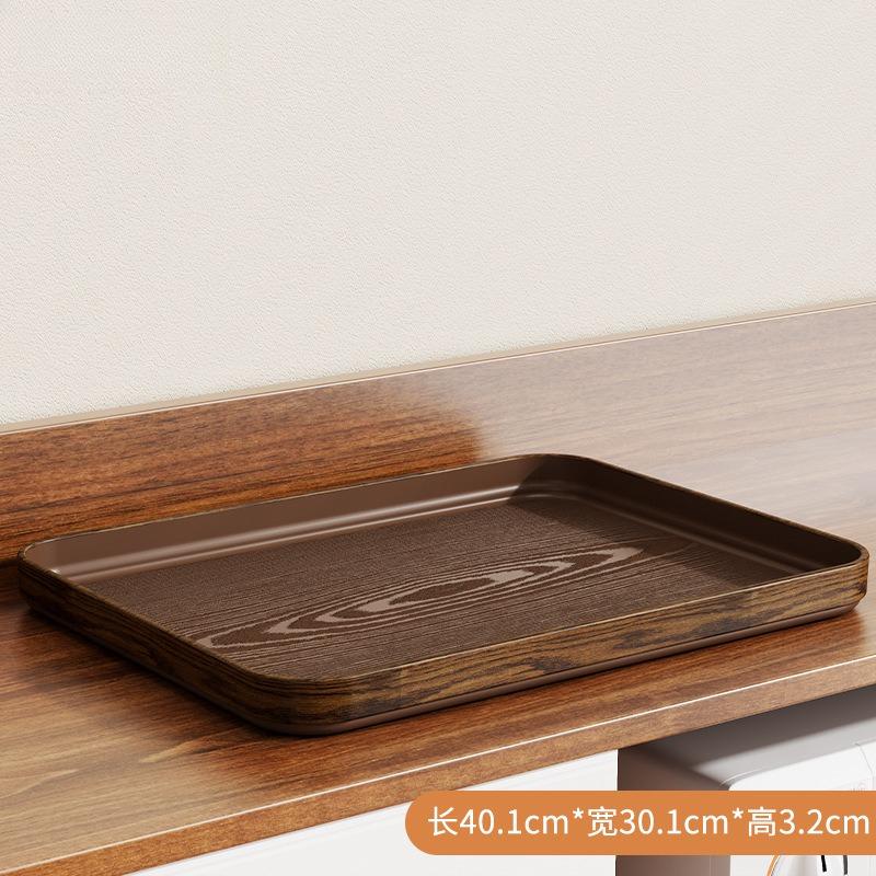 Multi-Purpose Extra-Thick Wood Grain Rectangular Trays - Serving Plates for Home Dining Table, Restaurant & Commercial Catering
