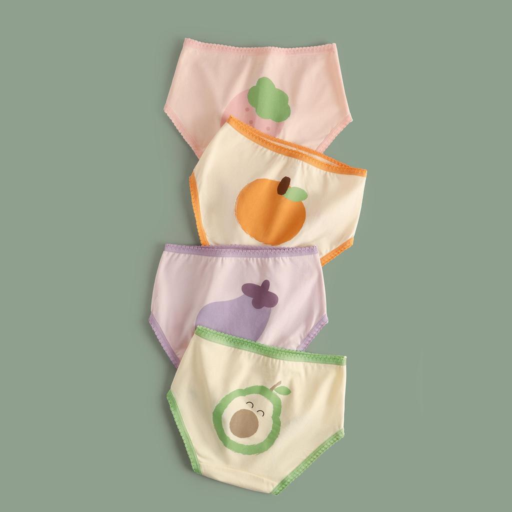 Girls' A-Class Pure Cotton Cartoon Briefs - Korean Style Antibacterial Underwear for Medium and Large Children