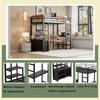 Metal Bed Loft Bed 90x200cm No Mattress with Desk Socket And USB Children Multiple Shelves Open Storage Cabinet Railing Ladder Iron