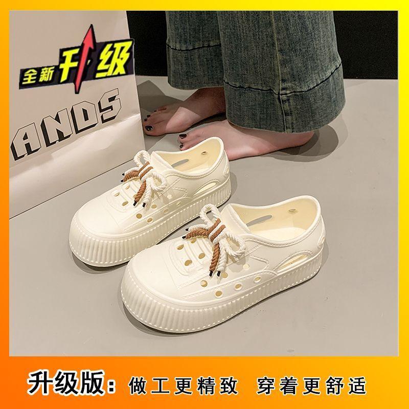 Go Out Home Indoor Cute Heightening Bow Super Soft Comfortable Non-slip Flat Bottom Super Light Hole Shoes