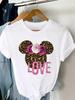 2025 Summer New Fashionable Cute Women Plus Size Retro Mickey Minnie Printed Tshirt Loose Casual Versatile Tshirt Top