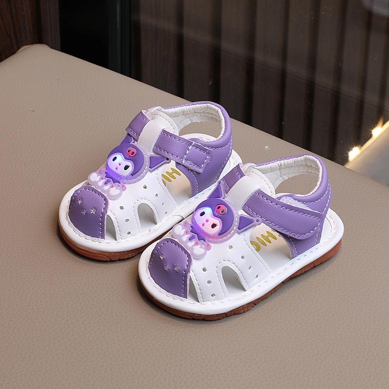 Summer new baby sandals girls' baby shoes squeaky shoes cartoon light-up shoes 0-1 year old girls' walking shoes