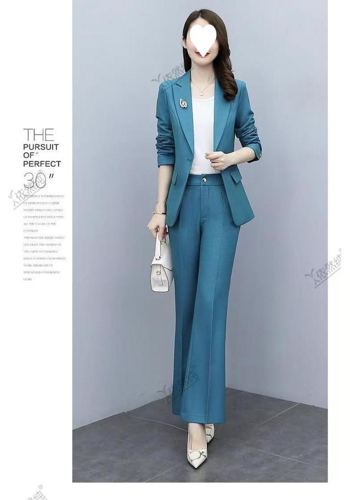 Spring 2025 Slim Fit Fashion Suit: Women's Two-Piece Set with Micro Flare Pants