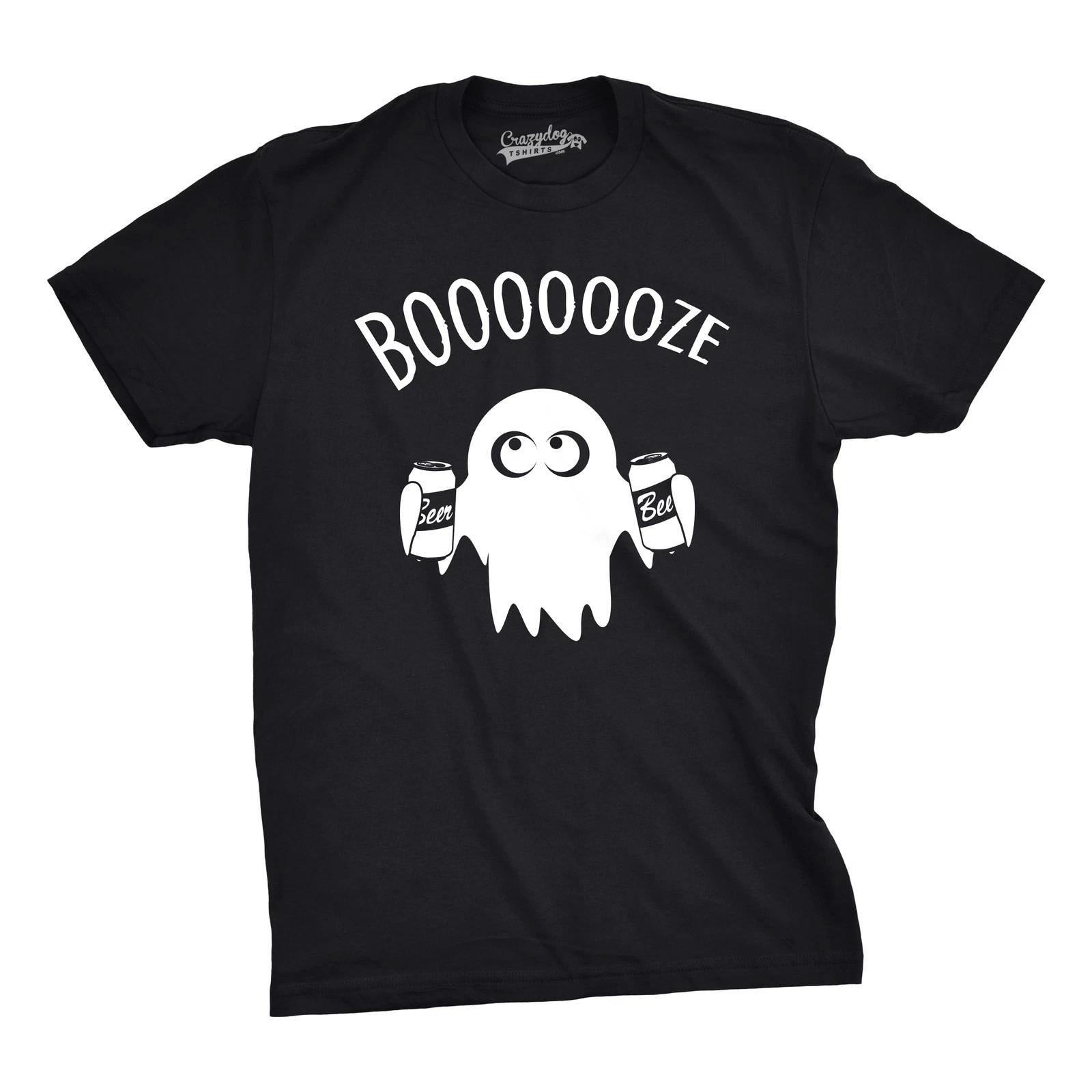 Mens Booooze Funny T shirts Halloween Ghost Costume Tee Retro Novelty T shirt S