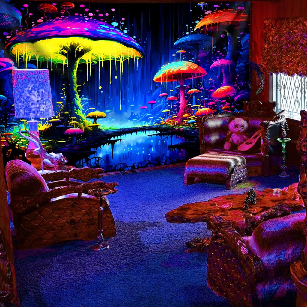 Psychedelic Art Fluorescent Tapestry Light Up Your Space with ColorUV Tapestry Wall Hanging Bedroom Home Party Decoration